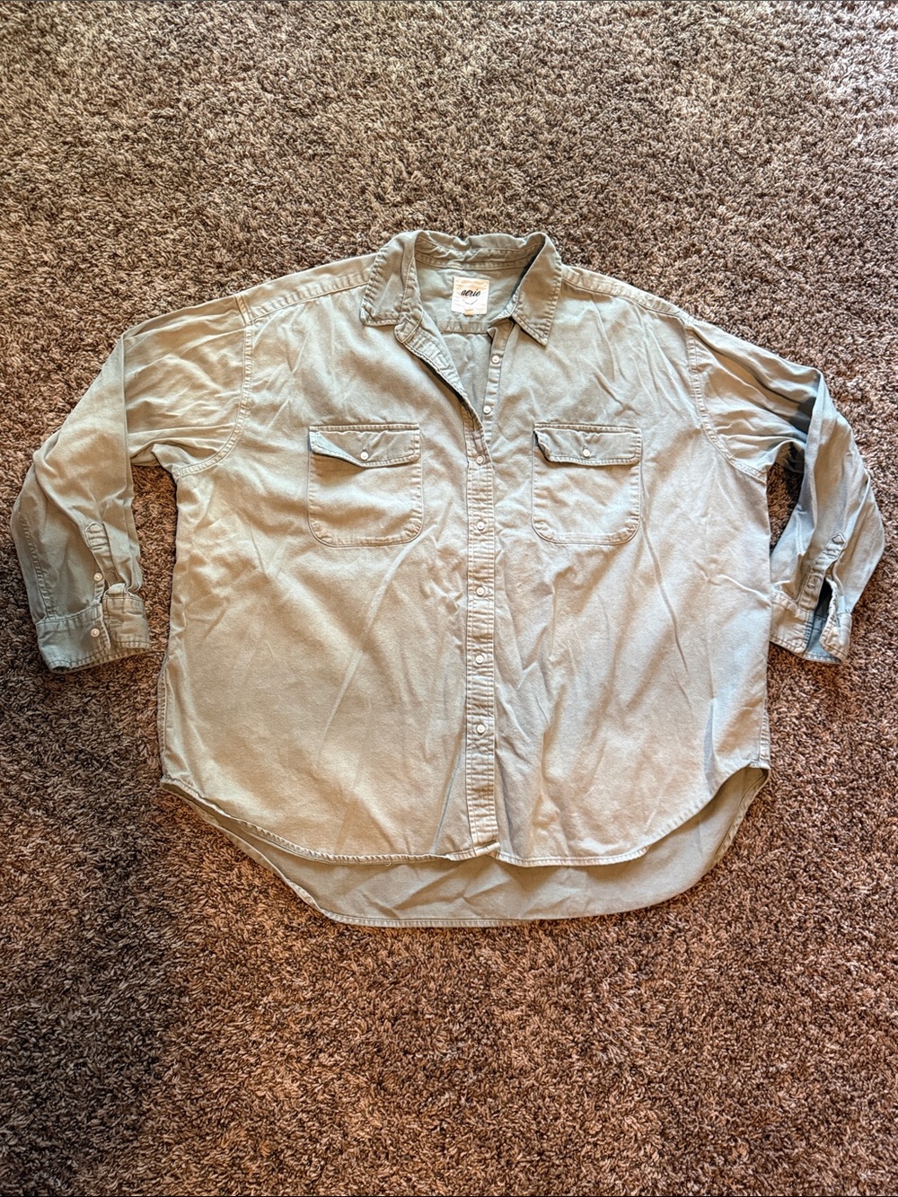 Aerie green button down top